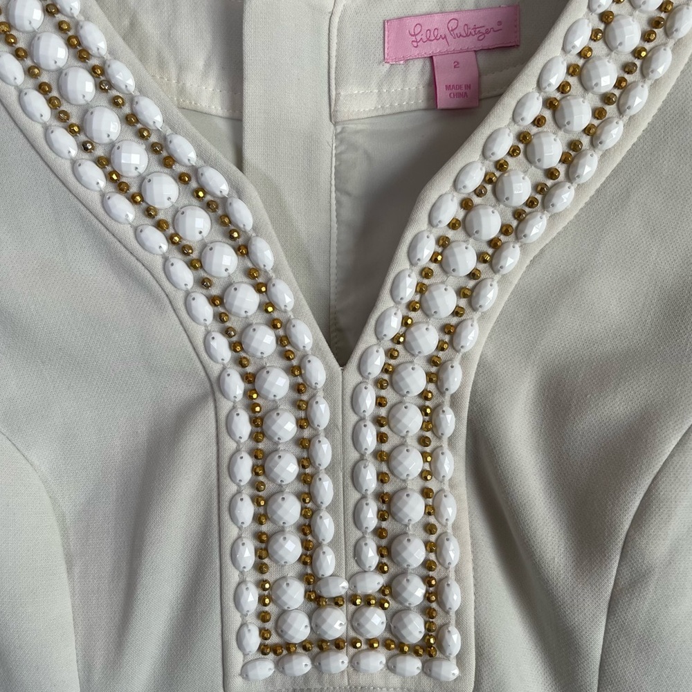 Lilly Pulitzer Women’s Bennett Shift Bead Jewel Dress Cameo White 2 - Picture 2 of 12